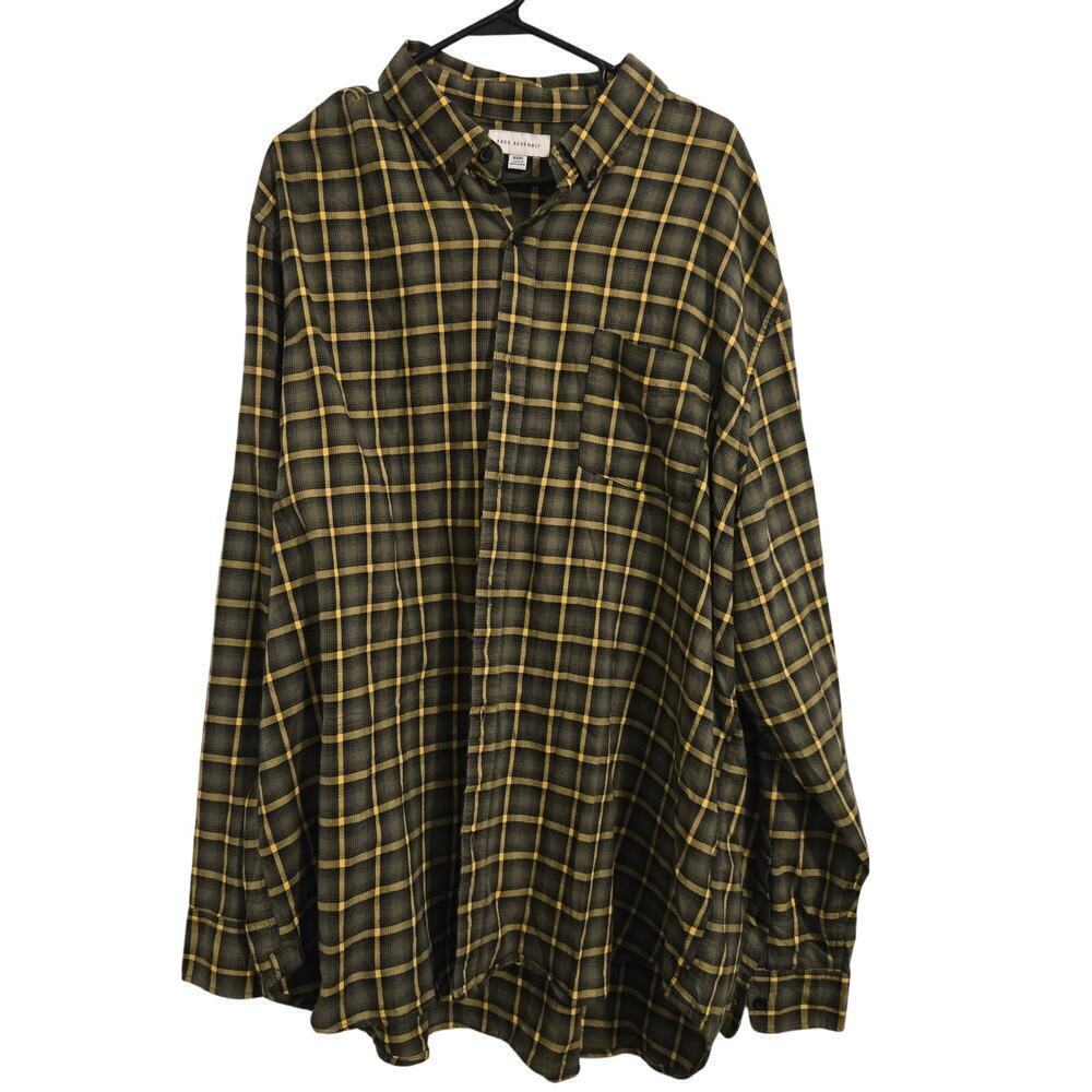 Free Assembly Men’s 3XL Plaid Button Down Shirt Casual Long Sleeve Top Shacket